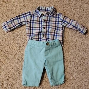 Newborn dress shirt onesie and pants